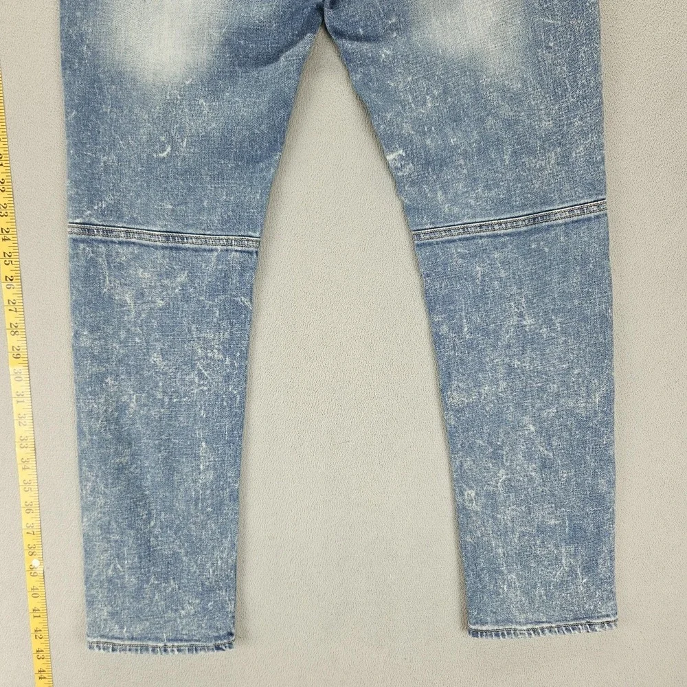 Guess Jeans Mens 31x32 Blue Slim Tapered Stretch Moto Panels Zip Fly Denim